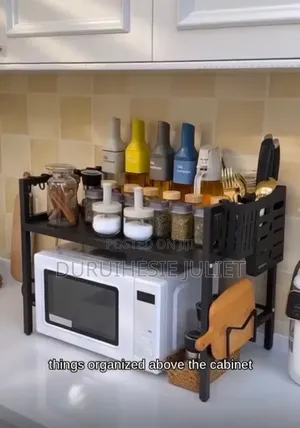 Adjustable Microwave Stand With Cutlery Organizer