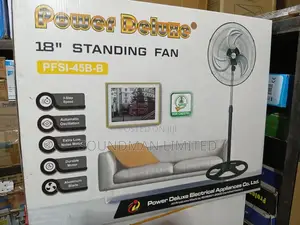 Power Deluxe Standing Fan Pedestal Iron Blade Fan Pfsi-45b-B