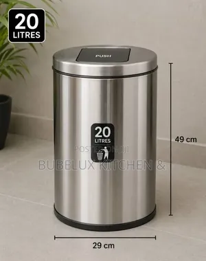*20l Stainless Steel Push Dustbin - Silver*
