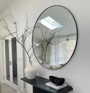 Large Iron Frame Wall Console Mirror Black 80cmx80cm