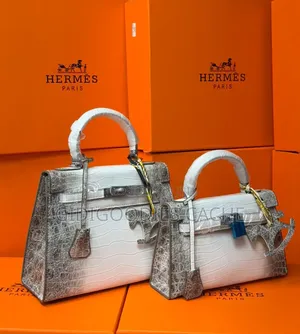 White-Gray Mix Croc-Texture Structured Top-Handle Bags