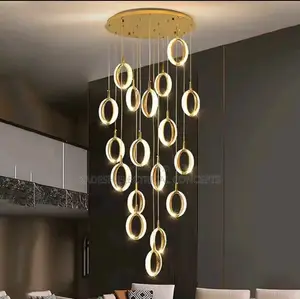 Chandelier Staircase High Ceiling Modern Hanging Lamp Luxury Villa