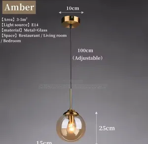 Nordic Modern Gray Glass Ball Island Pendant Lights Vintage Mirror