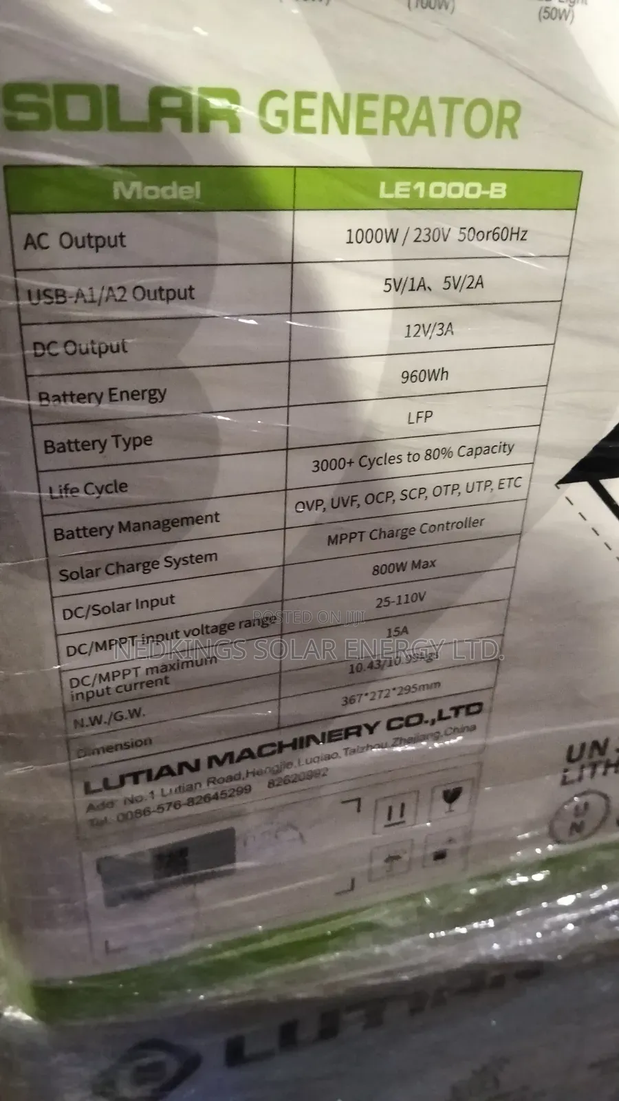 1000w Lutian Solar Generator