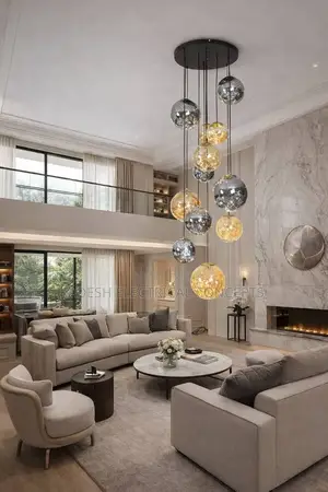 Modern Led Large Spherical Ceiling Chandelier Dining Living Room