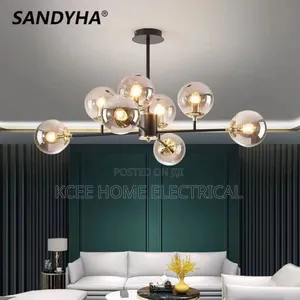 Modern Led Multi-Head Glass Bubble Pendant Chandelier Light