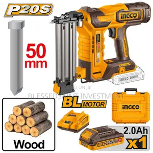Ingco Brushless Motor Cordless Brad Nailer Nail Gun 20volts F50mm