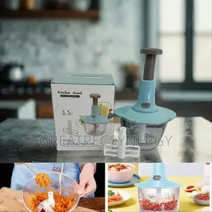 Hand Press Push Chopper With 4 Blades Chopping Vegetable and Fruit
