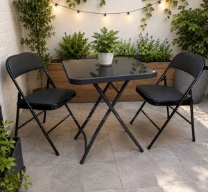 Tempered Glass Table Cushioned Leather Chair Set