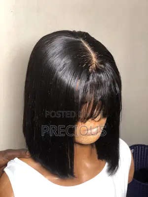 10 Inches Fringe Closure Bob 80% Human Hair Wig