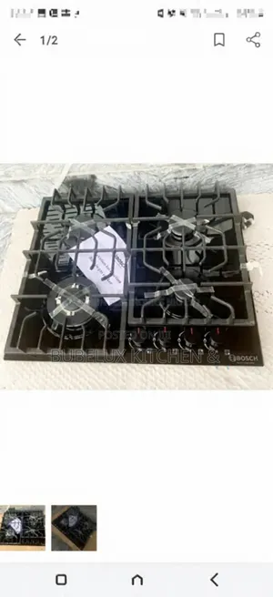 Bosch 4 Burner Built-in Gas Hob - Black Glass Cooktop`