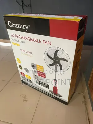 Century Rechargeable Standing Fan 18-Inch for Indoor Cooling