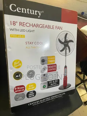 Century 18-Inch Rechargeable Standing Fan for Bedroom Use