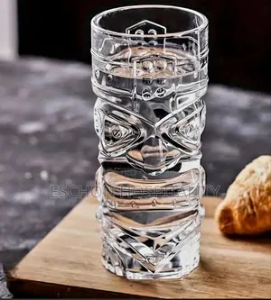 Clear Tiki Style Cocktail Drinking Glass Mugs 6pcs