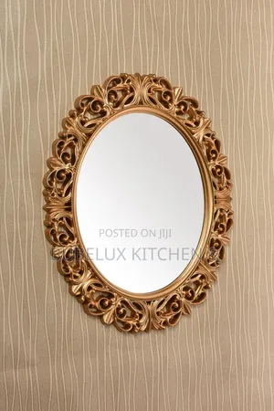Gold Oval Wall Mirror - Ornate Baroque Vintage Frame Decor`