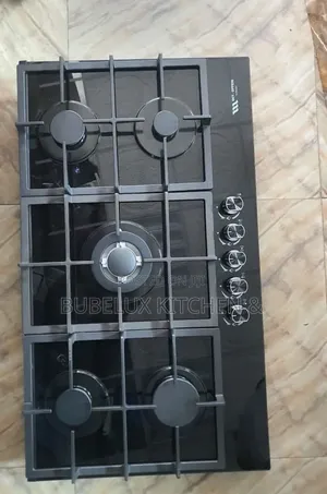5 Burner Gas Cooktop -Built-in Black Glass Top Hob With Auto Ignition`