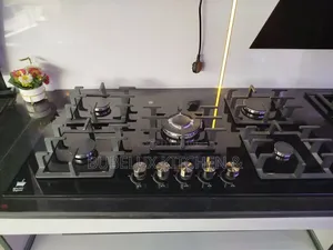 5 Burner Built-in Gas Hob -Black Tempered Glass Cooktop Auto Ignition`