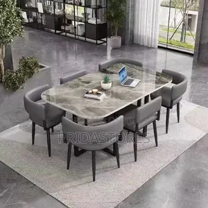 Modern 6-Seater Dining Table Set With Cushioned Chairs