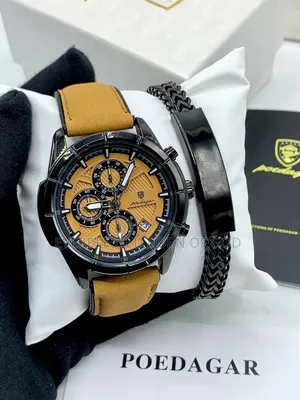 A Poedagar Chronograph Watch With a Gold Dial +Additional Bracelet