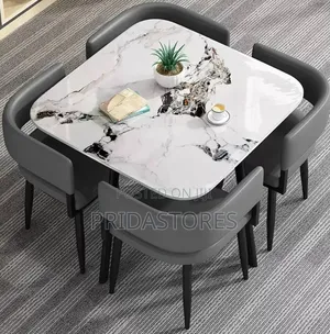 Modern 4-seater Dining Table Set With Cushioned Chairs