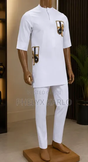 High Quality White Kaftan With Embroidered 2 Side Pockets