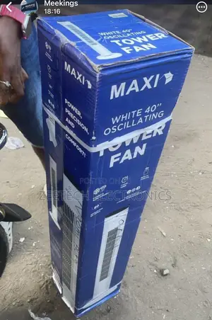 Maxi 40" Oscillating Tower Fan in White.