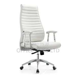 Executive High-Back Office Leather Chair With Padded Armrest