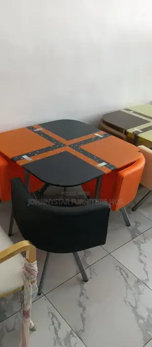 Tempared Glass Apartment and Restaurant Table With 4 Chairs