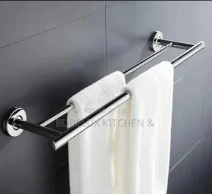 *Chrome Double Towel Rail - 2 Tier Bathroom Towel Holder Rack*