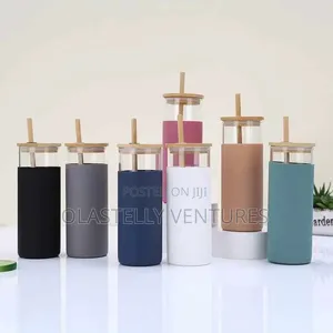 500ml Borosilicate Glass Tumblers With Bamboo Lids Km