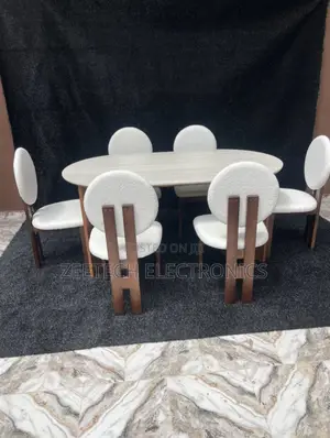 6-Seater Oval Marble Dining Set