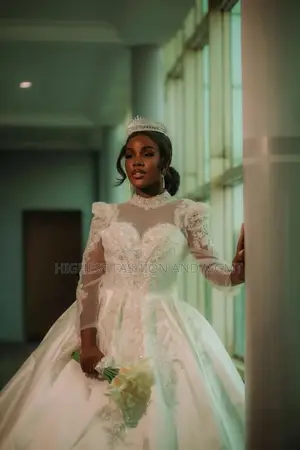 Long Sleeve Satin Wedding Dress With Embroided Bodice - Style 234