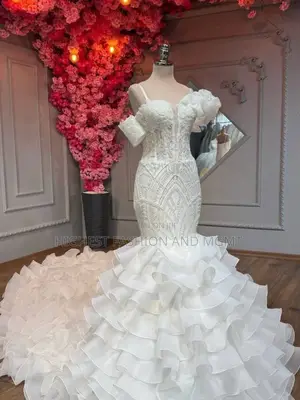 Off-Shoulder Mermaid Wedding Dress With Layered Ruffle - Style 921