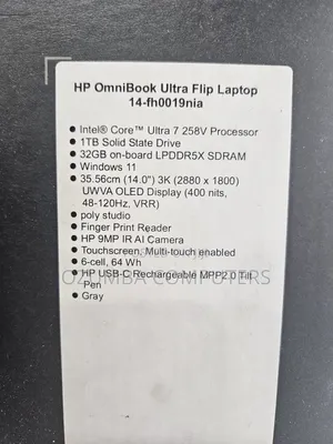 New Laptop HP OmniBook Ultra Flip 14" 32GB Intel Core Ultra 7 SSD 1T