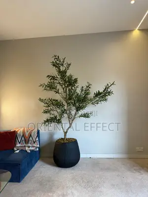 Matte Black Rough Merlot Pot Artificial Wide Olive Tree – Home Décor