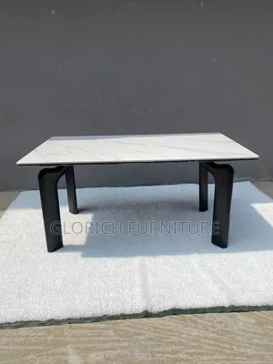 Luxury Marble Top Dining Table – Arch Leg Matte Black Base