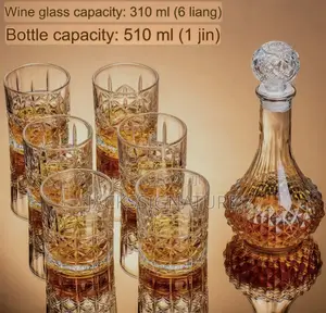Vintage Crystal Decanter + 6pcs Glass Set