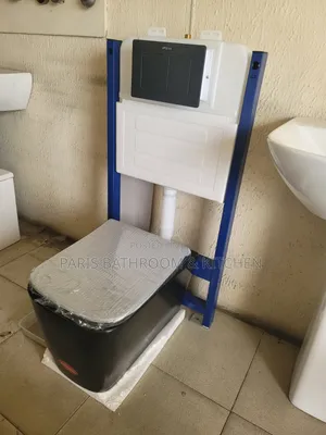 Modern Black Wall-Hung Toilet With Concealed