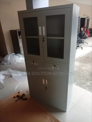Half Glass Filling Cabinet With Two Drawers