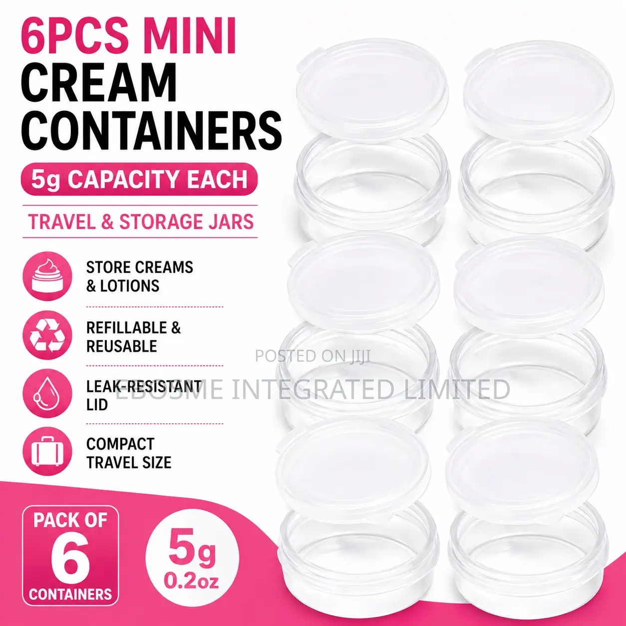 Mini Cream Containers 6 PCS