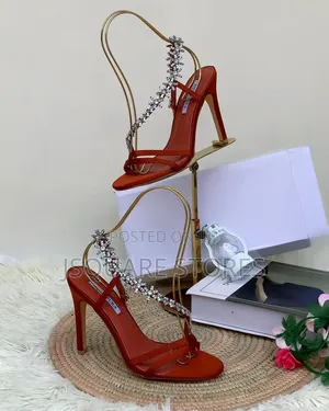 Orange Colour Zanott Stoned Heel Sandals. Size 37 to 42