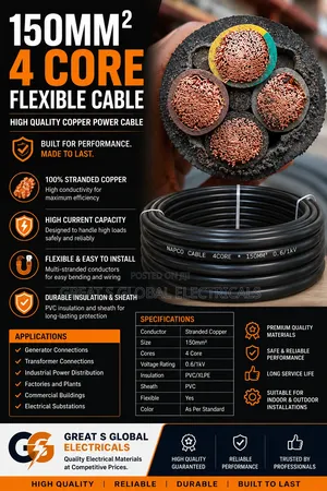 150mm2 4 Core Flexible Copper Cable