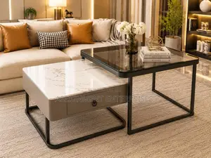 Coffee Glass Top and Mable Center Table 2 in 1