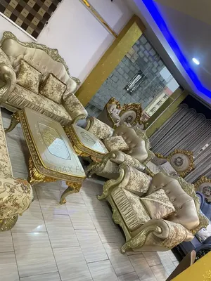 Standard Sofa Chair Set With Center Table and Two Stools.