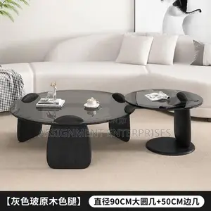 2 in 1 Round Glass Modern Center Table