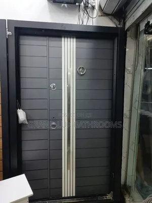 Modern Gray Steel Security Entry Door