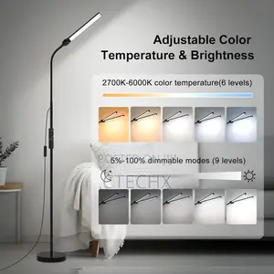 Led Floor Lamp Remote Gesture Control With Double Head, Adjustable