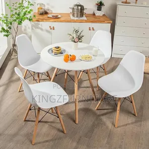 White Tangkula Round Dining Table Set for 4