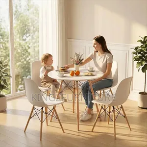 White Tangkula Round Dining Table Set for 4