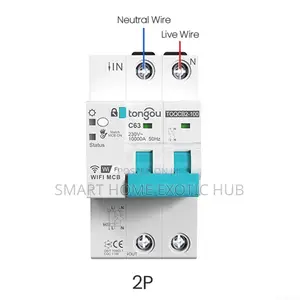Ac230v 2p Tuya MCB Switch Wifi Circuit Breaker With Meter 63a